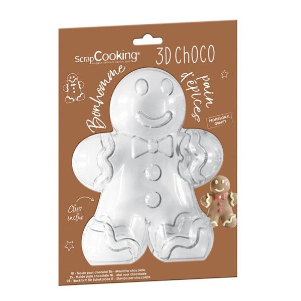 3D-form för choklad - SCRAPCOOKING - Pepparkaksgubbe - 18 x 15,9 x 6 cm - Plast - Transparent Transparent