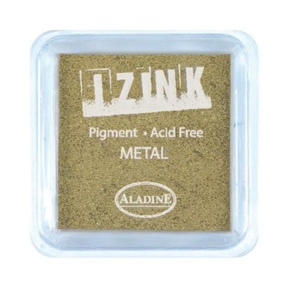 Stempelblæk - Aladine - Pigment Izink - Guld - 3,5 x 3,5 cm - Langsom tørring gyllene