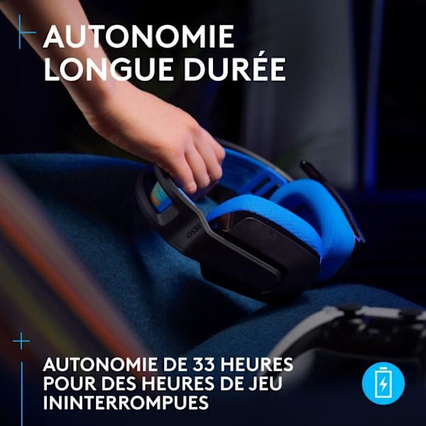 Gaming headset - Trådløs - Logitech G - G535 Lightspeed - PS5, PS4, PC, MAC - Sort/Blå
