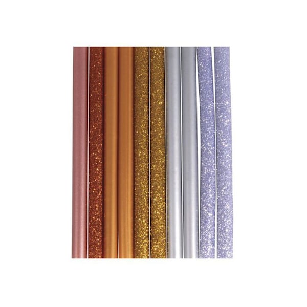 10 glimmer sticks til limpistol 10 x 0,7 cm - Sølv-Guld Flerfärgad