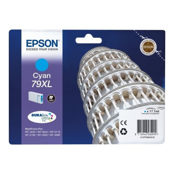 EPSON 79 XL cyan bläckpatron - Tower of Pisa (C13T79024010)