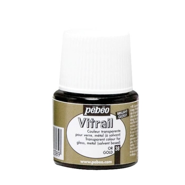Glasmaleri - Pebeo - Guld - 45ml - Transparent - Skinnende Guld