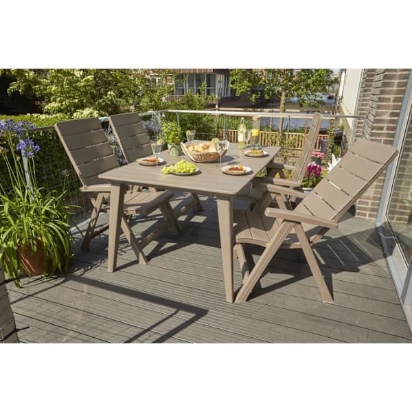 Havebord - rektangulært 160cm - cappuccino - i harpiks - 6 personer - Lima -Allibert fra KETER