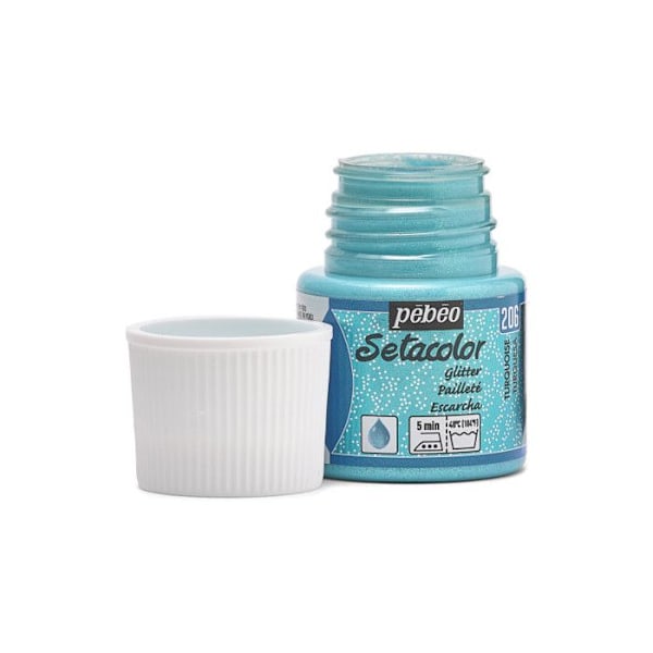 Tekstilmaling - Pébéo - Setacolor - Turkis N°206 - 45ml - Glitrende til lyse stoffer TURKOS N°206