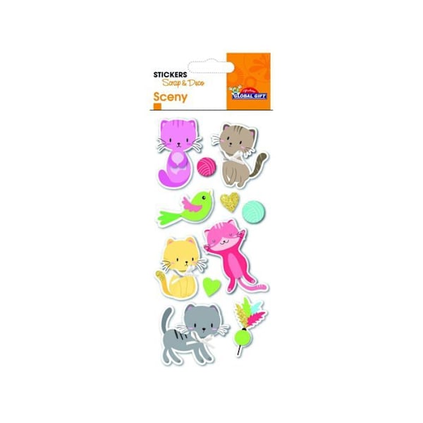 Glitrende 3D-klistermærker - Legende katte Flerfärgad