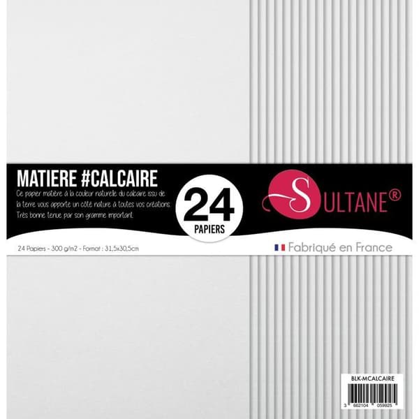 24 Scrapbooking-papper Kalksten - 300g/m2, H : 30,5 cm Vit