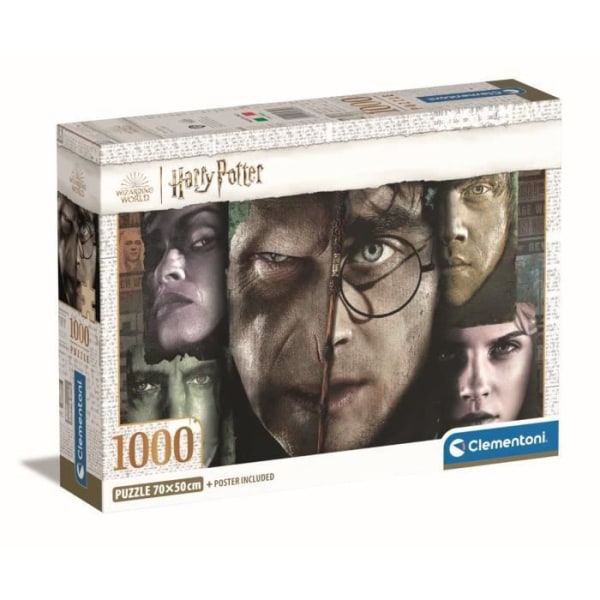 Clementoni - 1000p Harry Potter - 70 x 50 cm - Med affisch Flerfärgad