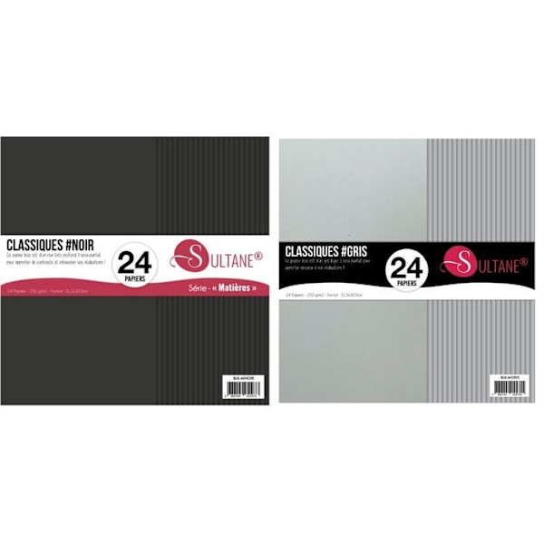 48 grå + sorte scrapbogspapirer - 300g/m² Svart
