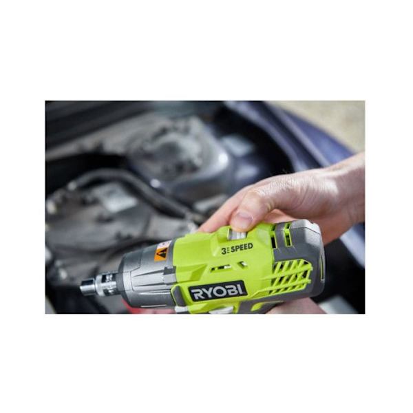RYOBI - 18V ONE+ slagnøgle - 3 tilstande - 1/2" firkantet drev + 2 Ah batteri, taske og 1/4" adapter - R18IW3-120S Grönt & kol