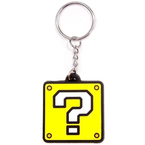Mario Rubber Keychain: Surprise Block Gul