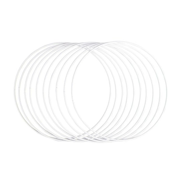 Hvide metalringe 20 cm 10 stk. Vit