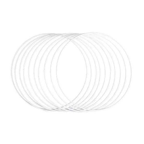 Metallringar, belagda, 20cm ø, vit, kartong med 10 st Vit