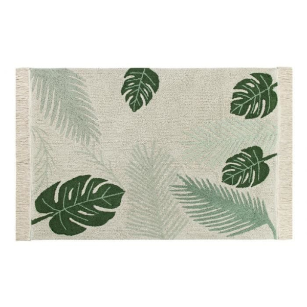 DELADECO - Lorena Canals Tropical Maskintvättbar Kort lugg Grön matta - 140x200cm - Grön