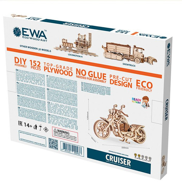 Eco-Wood-Art Modelsæt 152 stk Motorcykel Cruiser Træ Flerfärgad