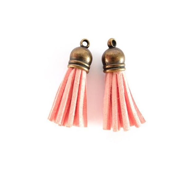 2 mini pomponer i suedine 4 m - salmon Orange