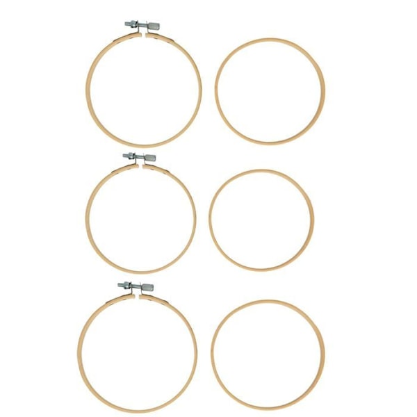 3 broderieringar i trä 10 cm Beige