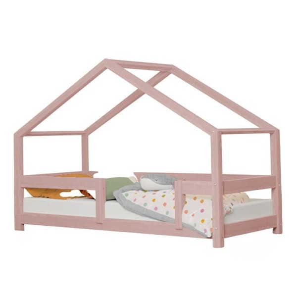 Lit cabane enfant LUCKY 120 x 200 vaaleanpunainen pastelli Rosa