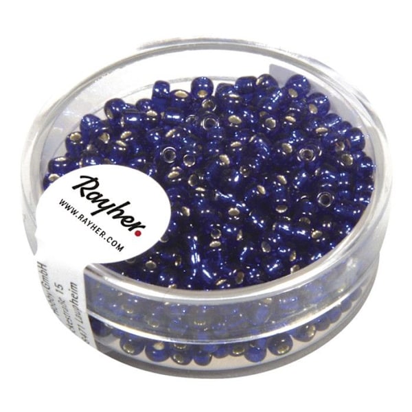 Perle rocaille sølvbelægning Mørkeblå Ø2,6mm 16 g Mörkblått, silver