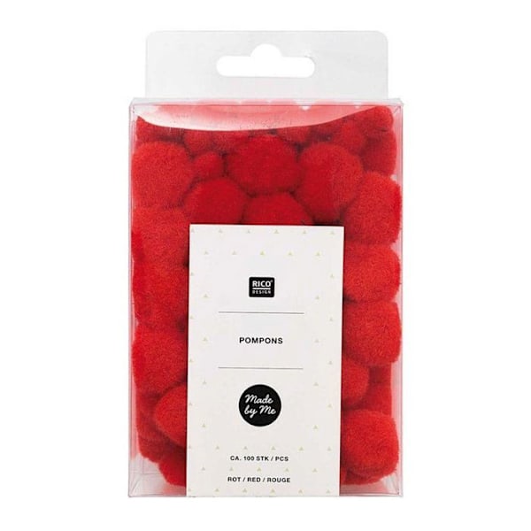 300 røde pomponer Röd