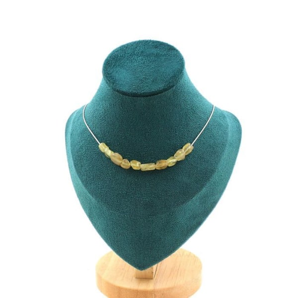 Collier - A Bijoux - Apatit gul fra Madagascar - 10 perler - Rustfrit stål - Tilpasset størrelse Gul