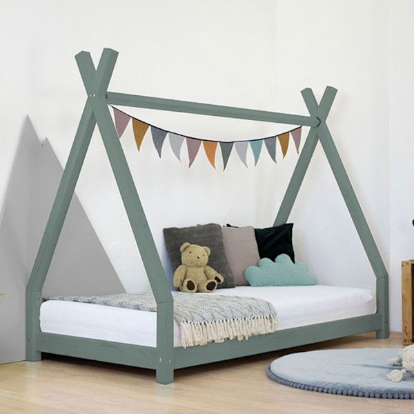 Lit tipi barn NAKANA 90 x 190 grøn salvie Grön