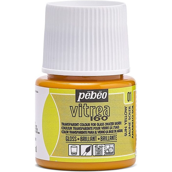Glasfarve - Pébéo - Vitrea 160 - Solgul N°01 - 45ml - Blank Gul sol N°01