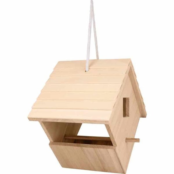 Hängande fågelholk i trä - 22,5 x 22,5 x 16 cm Beige