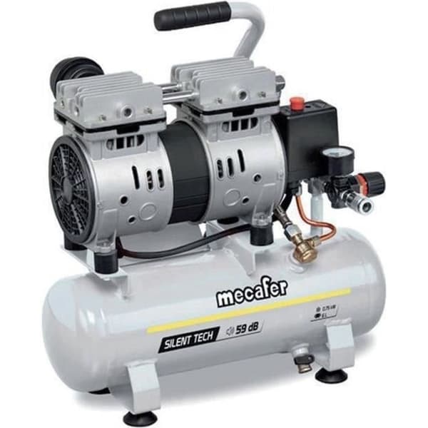 Tyst kompressor - MECAFER - 425513 - 6L - 0,5HP - Grå Grå