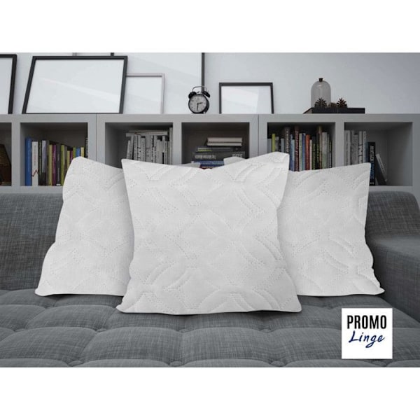 Sæt med 2 faste puder 60x60 cm med Memory Flake, anti-mide og anti-allergen firkantet pude PROMOLINGE Vit