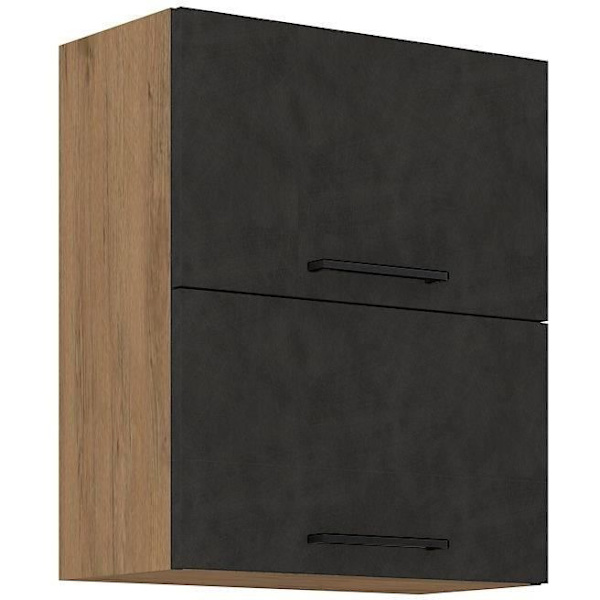 ROCK højskab - Lancelot eg og materegrå dekor melamin - 1 låge - L60 x H72 cm Lancelot ek och materegrå