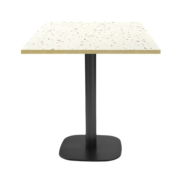 Pöytä 70 x 70 cm - Pyöreä terrazzo cassata malli messinkireunalla Vit