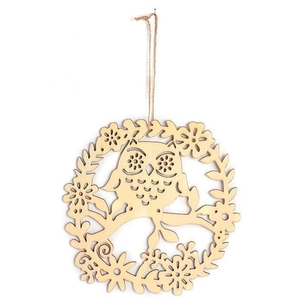 Træophæng - Ugle - 22 x 22 cm - Beige - Indendørs - Voksen - Klassisk Tidlsægt Beige