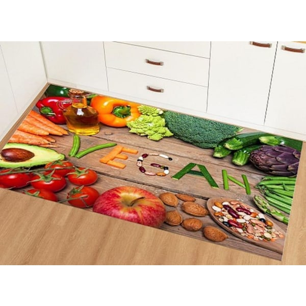 Køkkenteppe - Vegansk - 50x120 - Skridsikker - Maskinvaskbar - Blødt polyester