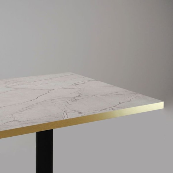 Bord 70 x 70 cm - Milan model yule marmor med messingkanter Beige