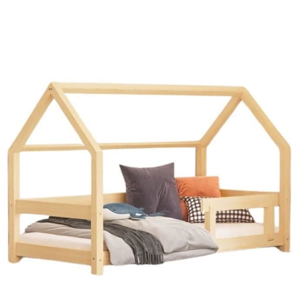 Lit hytte - Benlemi - TERY - 120x180 cm - Massivt træ - 1 plads Beige
