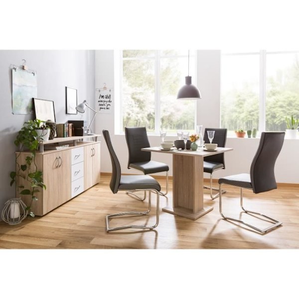 Matbord för 2 till 4 personer - Fyrkantigt - Klassisk - Ekdekor - GUSTAVE - L 80 x B 80 cm Brun