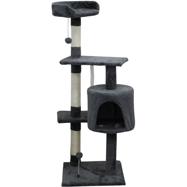 JASPER Grå kattetræ 40 x 40 x 114 cm - 3 platforme, 1 niche, kradsestolper Grå