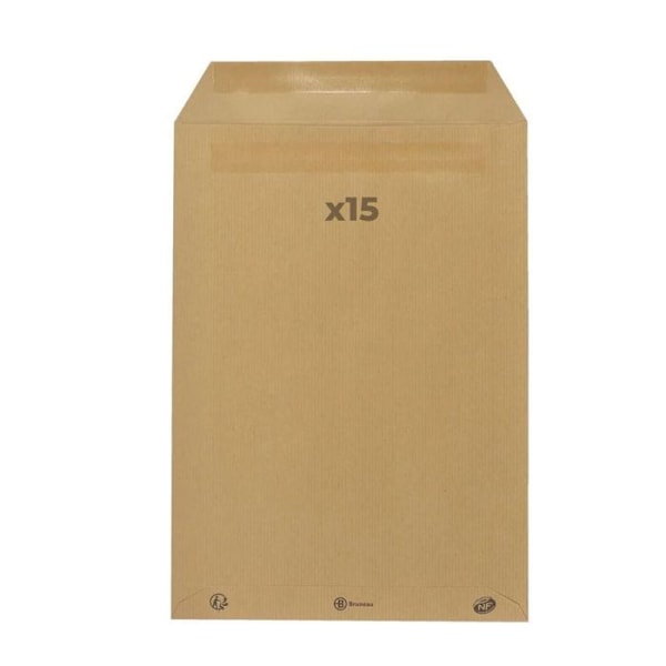 15 kirjekuorta 90 g voimapaperia - 22,9 x 32,4 cm Beige