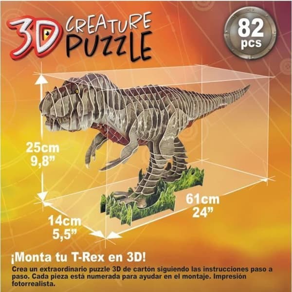 3D T-Rex palapeli - EDUCA - Eläimet - Seka - 82 palaa Flerfärgad
