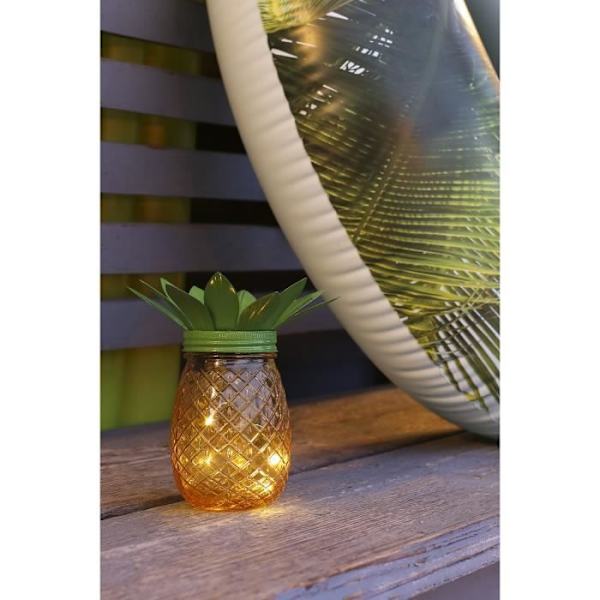 Ananas aurinkolamppu - GALIX - Metalli/lasi - 5 LED - 8 tuntia valaistusta apelsin och glas