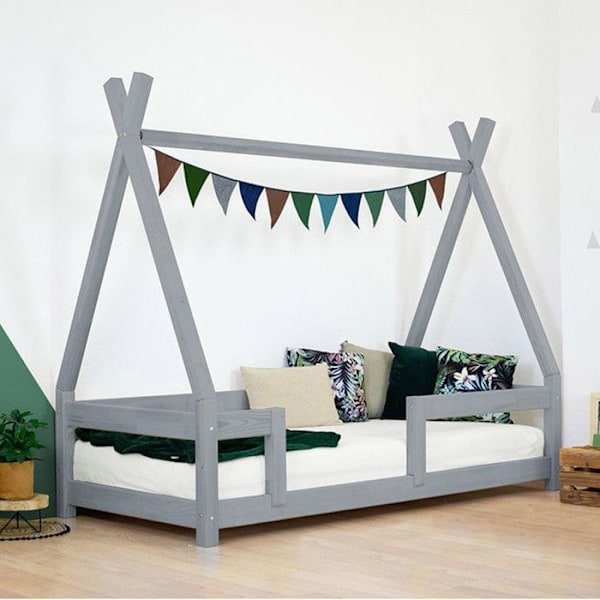 Benlemi - DO-0003/90X160-BIL - NAKANA teepee puinen yhden hengen sänky Valkoinen 90x160cm Vit
