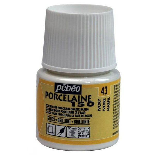 Porslinsfärg - Pébéo - Elfenben - 150°C - 45 ml - Tål diskmaskin Vit