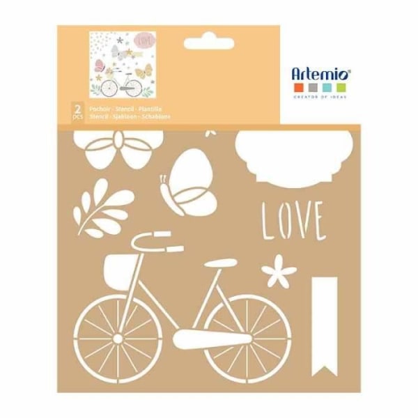 Pochoir - ARTEMIO - På väg cykel - 8 x 8 cm - Dekoration scrapbooking - Blandad