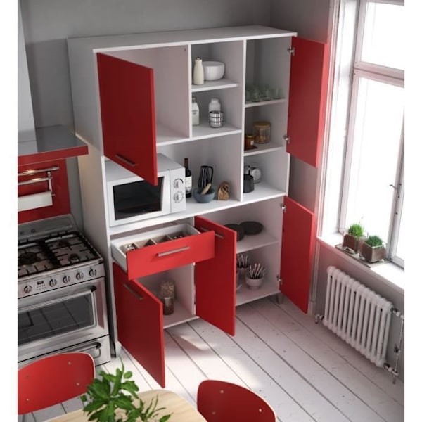ECO Keittiön pöytälevy L 120 cm - mattapunainen röd och vit