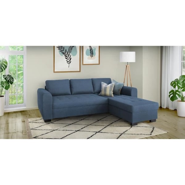 Fast vendbar 4-personers hjørnesofa - Blåt stof - L245 x D150 x H86 cm - HAMILTON - Fremstillet i Ukraine Blå