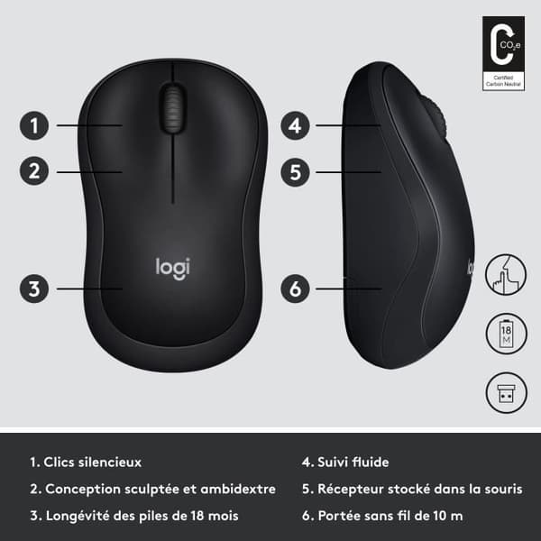 Hiiri - Langaton - Logitech - M220 Silent - Musta - Hiljainen Svart