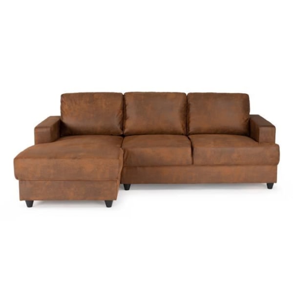 PAUL 4-sits vänster hörnsoffa - Vintage brunt tyg - Modernt - L 215 x D 140 cm - Tillverkad i Ukraina vintage brun