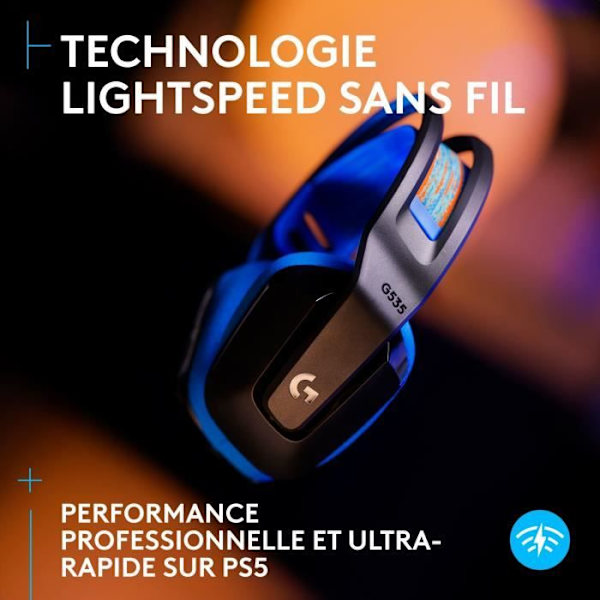 Gaming headset - Trådløs - Logitech G - G535 Lightspeed - PS5, PS4, PC, MAC - Sort/Blå