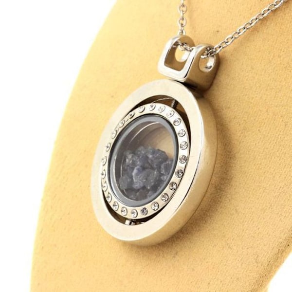Collier - Stenar och Mineraler - Rå Sapphire - Rostfritt stål - Floatglas - Blandat Blå