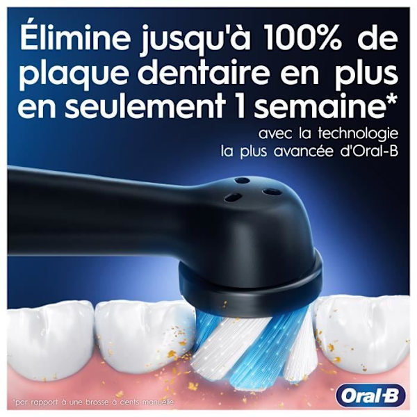 Oral-B iO 3 2 kpl pakkaus, musta ja sininen sähköhammasharja, 2 harjaspäätä, 1 matkalaukku Svart